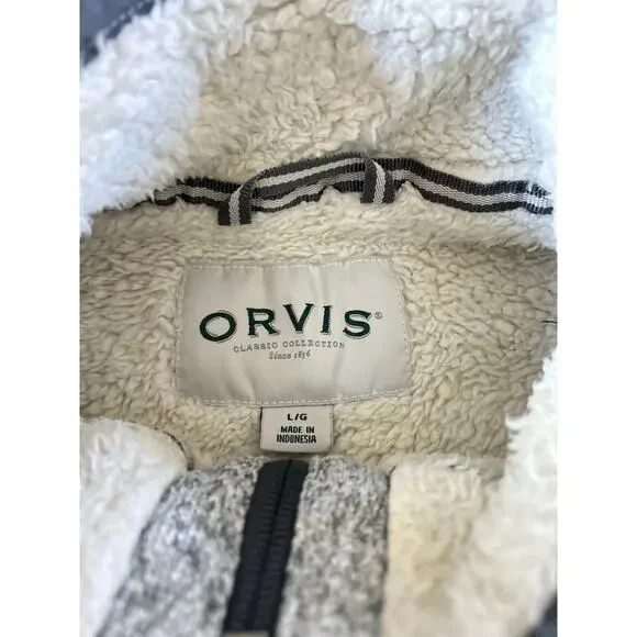 Orvis Men's Fleece Lined Quarter Zip Pullover Heather Gray Size Large Outdoors - Picture 12 of 12